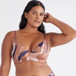 Knix wing woman countour abstrack marble brown wireless bra in size 0